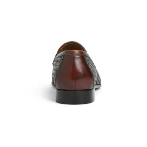 Bruno Magli Dress Shoes^Manfredo Slip On Loafer Leather Brown Woven