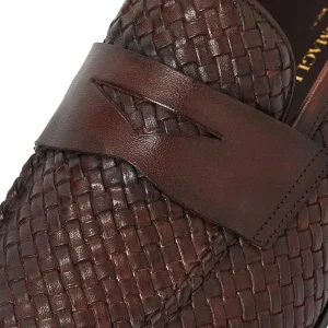 Bruno Magli Dress Shoes^Manfredo Slip On Loafer Leather Brown Woven