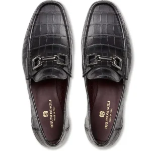 Bruno Magli Loafers & Slip-Ons^Trieste Classic Moccasin- Black Croc Black Croc-Print Leather