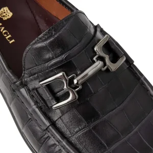 Bruno Magli Dress Shoes^Trieste Classic Moccasin- Black Croc Black Croc-Print Leather